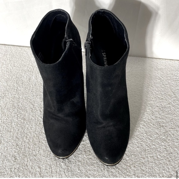 Call It Spring Black Ankle Boots With Gold Trim 8 - Picture 13 of 15